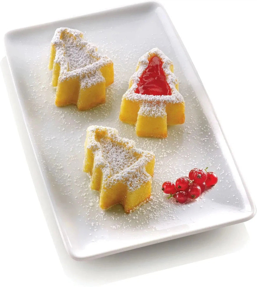 Silikomart - 3.2" x 2.6" x 1.2" Silicone #8 Compartment Pino Tree Baking Mold - SF108