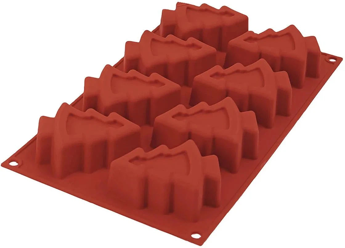 Silikomart - 3.2" x 2.6" x 1.2" Silicone #8 Compartment Pino Tree Baking Mold - SF108