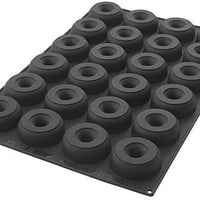 Silikomart - 3.3" x 1.1" Silicone Black 24 Compartment Donuts Baking Mold - SQ059