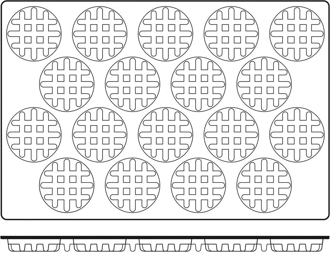 Silikomart - 3.5" x 0.9" Silicone Black 18 Compartment Round Waffle Baking Mold - SQ051