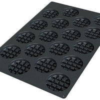 Silikomart - 3.5" x 0.9" Silicone Black 18 Compartment Round Waffle Baking Mold - SQ051