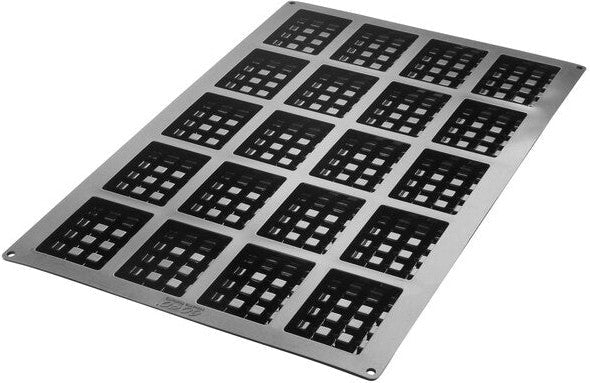 Silikomart - 3.7" x 2.7" x 0.9" Silicone Black 20 Compartment Round Waffle Baking Mold - SQ052