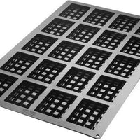 Silikomart - 3.7" x 2.7" x 0.9" Silicone Black 20 Compartment Round Waffle Baking Mold - SQ052