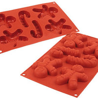 Silikomart - 3.7" x 3" x 0.8" Silicone #4 Compartment Gingerbread Baking Mold - SF106