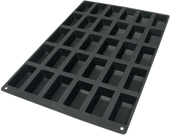 Silikomart - 3.8" x 1.9" x 1.1" Silicone Black 30 Compartment Mini Cakes Baking Mold - SQ006