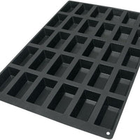 Silikomart - 3.8" x 1.9" x 1.1" Silicone Black 30 Compartment Mini Cakes Baking Mold - SQ006