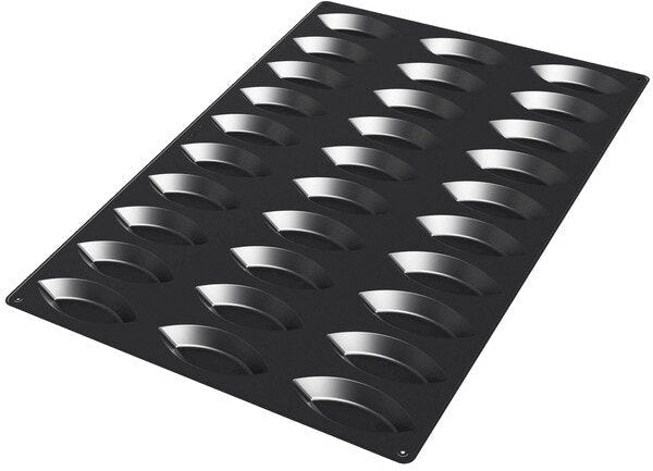 Silikomart - 4.1" x 1.7" x 0.9" Silicone Black 30 Compartment Boats Baking Mold - SQ054