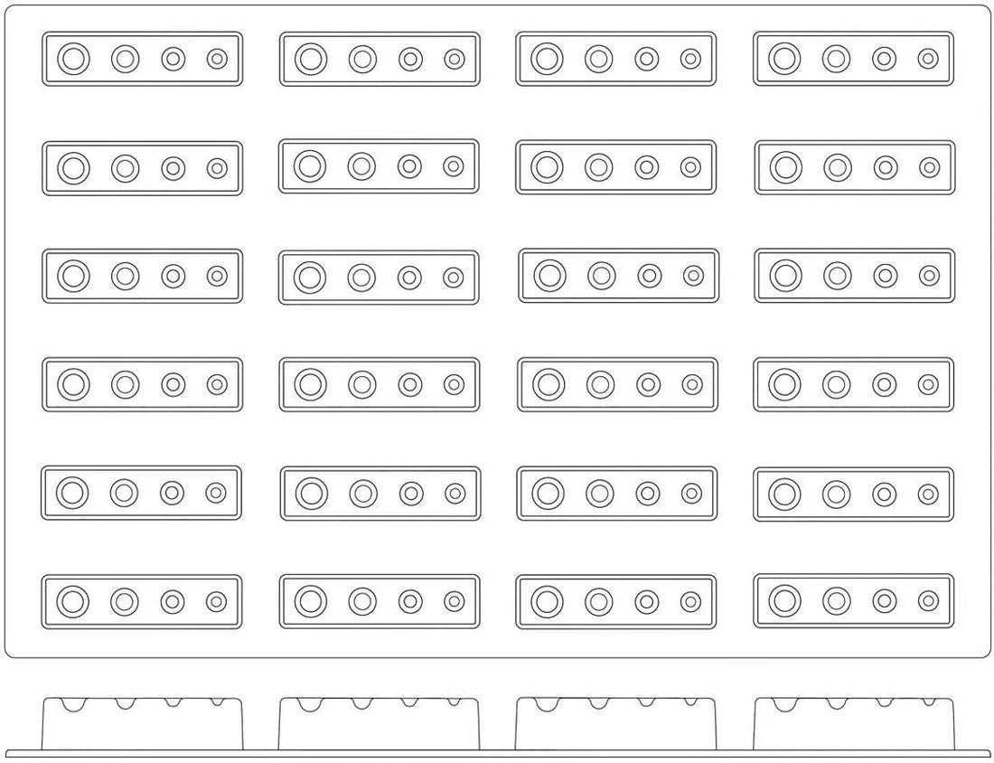 Silikomart - 4.6" x 1.1" x 1.2" Silicone Black 24 Compartment Pois Baking Mold - SQ023