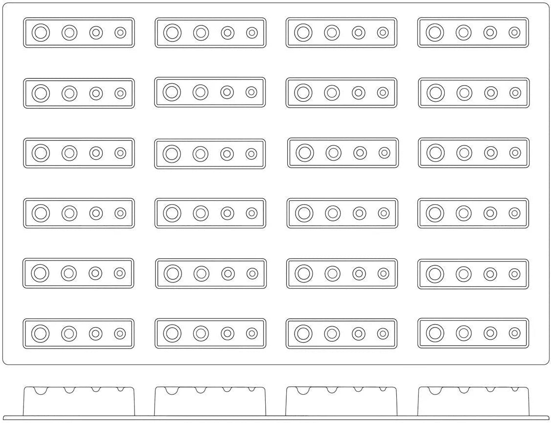Silikomart - 4.6" x 1.1" x 1.2" Silicone Black 24 Compartment Pois Baking Mold - SQ023
