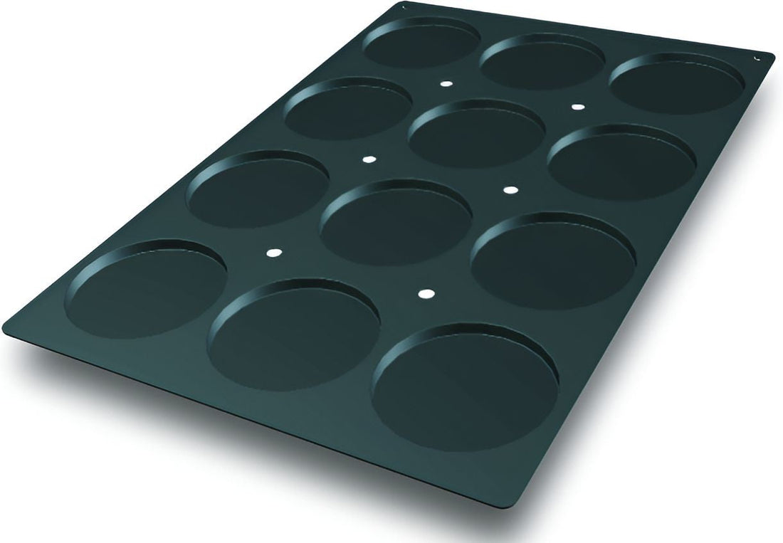 Silikomart - 4.7" x 0.39" Silicone 12 Compartment Black Large Capacity Disc Mold - SQ013