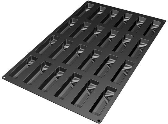 Silikomart - 4.7" x 1.4" x 1.2" Silicone Black 24 Compartment Triangle Baking Mold - SQ037