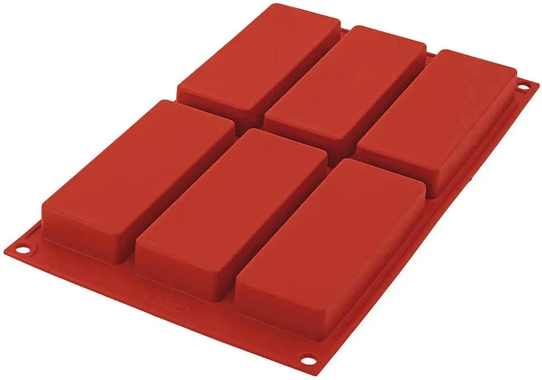 Silikomart - 4.7" x 1.7" x 0.7" Silicone #6 Compartment Slim Baking Mold - SF128