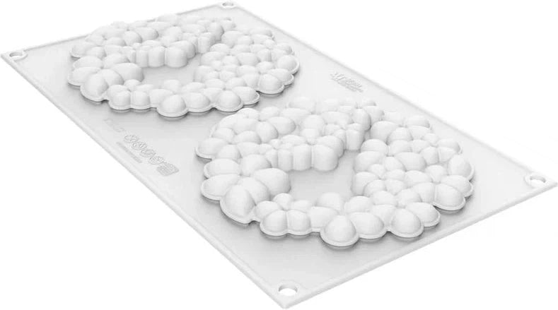 Silikomart - 5.5" Dessert-Top Silicone Baking Mold with 2 Cavities - FLORA 80