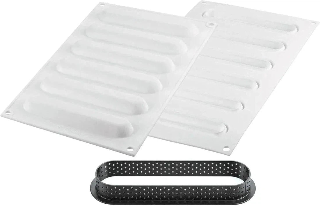 Silikomart - 5.7" x 1.3" Silicone Kit Tarte Ring Oblong, 6 Rings - KIT TARTE RING OBLONG