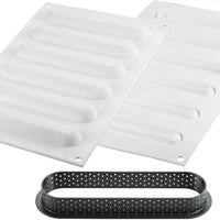 Silikomart - 5.7" x 1.3" Silicone Kit Tarte Ring Oblong, 6 Rings - KIT TARTE RING OBLONG