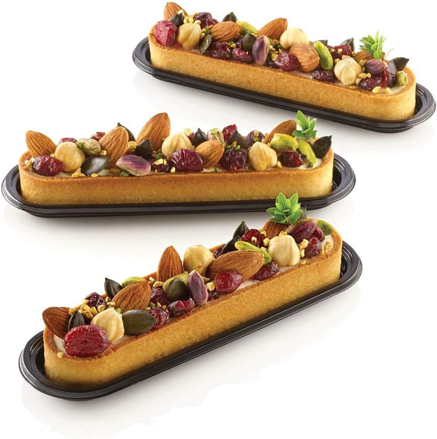 Silikomart - 5.7" x 1.3" Silicone Kit Tarte Ring Oblong, 6 Rings - KIT TARTE RING OBLONG