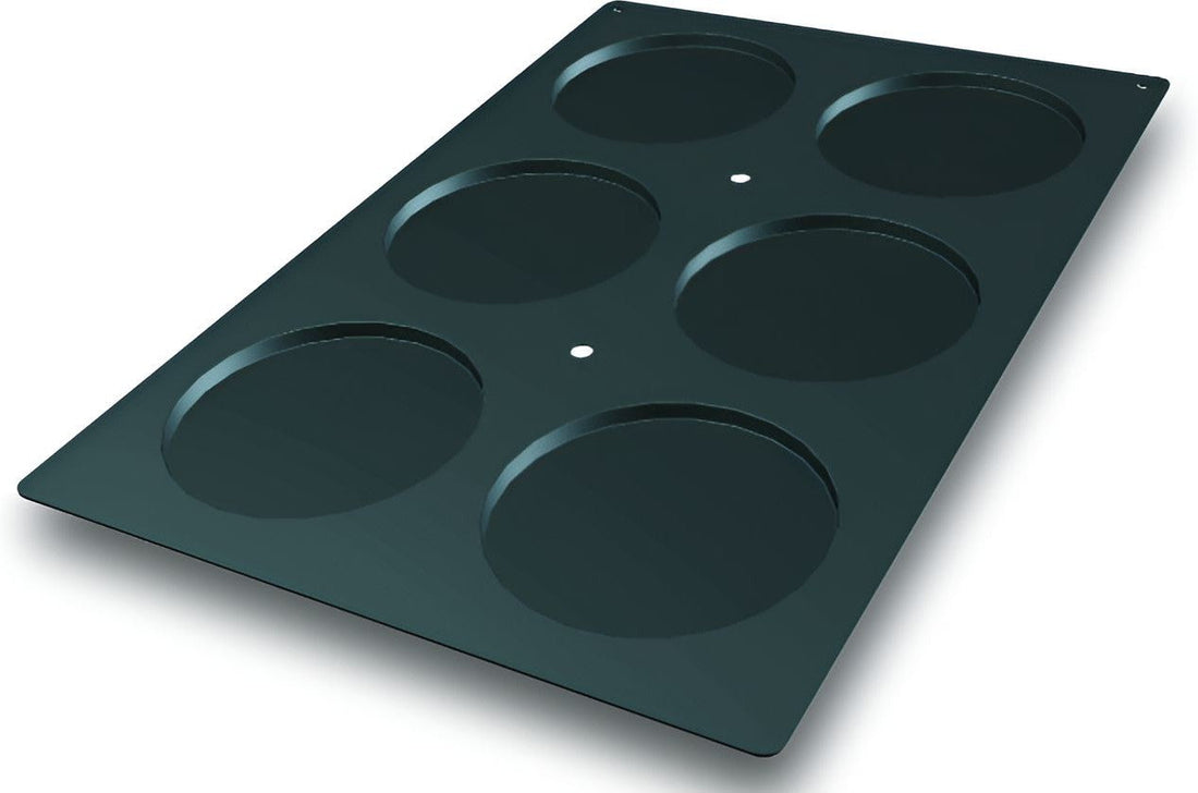 Silikomart - 6.2" x 0.39" Silicone 6 Compartment Black Large Capacity Disc Mold - SQ012