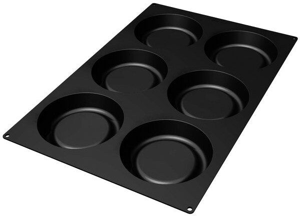 Silikomart - 6.5" x 1.5" Silicone Black 6 Compartment Tart Baking Mold - SQ031