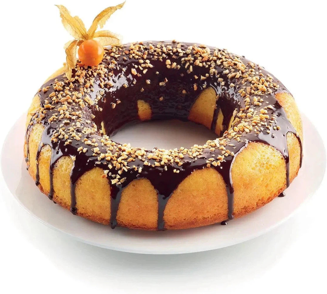 Silikomart - 9.4" x 2.1" Silicone Savarin Round Bundt Baking Mould with Safety Ring - SFT205