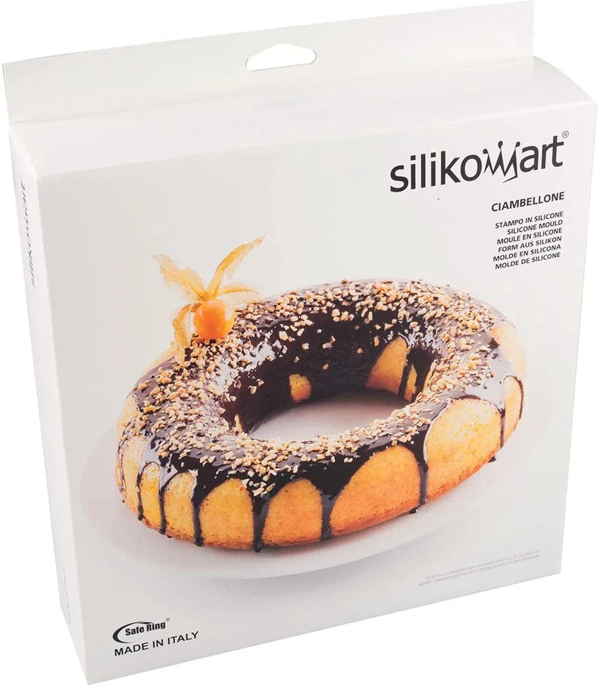 Silikomart - 9.4" x 2.1" Silicone Savarin Round Bundt Baking Mould with Safety Ring - SFT205