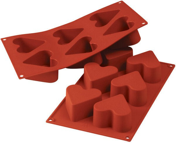 Silikomart - Silicone 6 Compartment Hearts Baking Mold - SF036