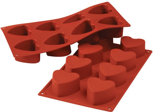 Silikomart - Silicone 8 Compartment Hearts Baking Mold - SF040
