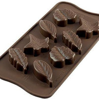 Silikomart - Silicone Brown 8 Compartment Nature Leaf Chocolate Mold (0.46 Oz Each) - SCG10