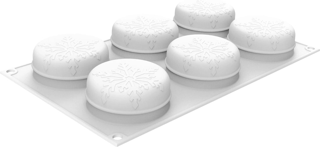 Silikomart - Silicone Mold with 6 Round-with-Snowflake - CURVE NEVE110