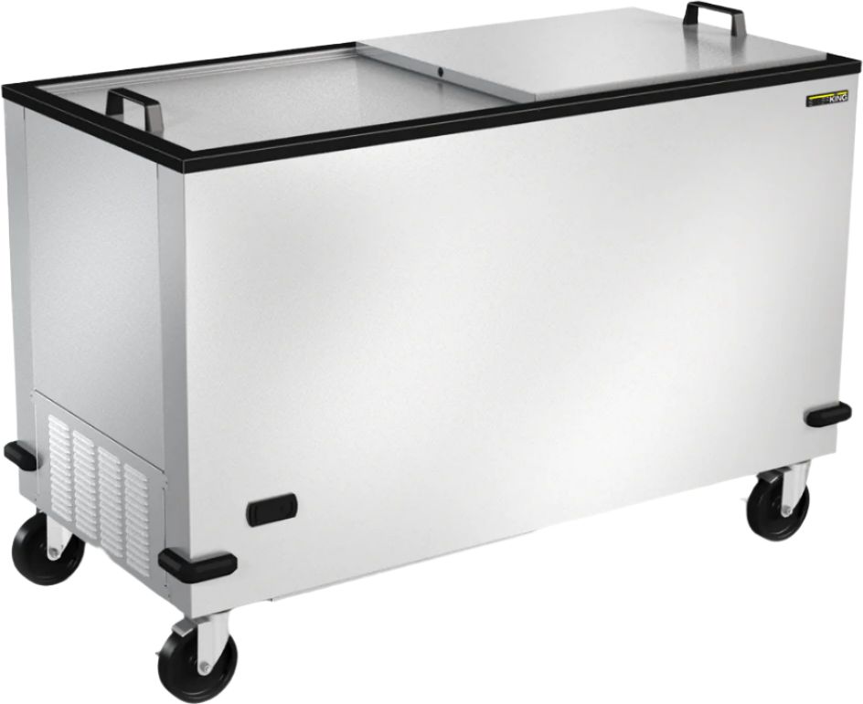 Mobile Standing Freezer Silver King - 50” Mobile Freezer with Insulated Side-to-side Sliding L ...