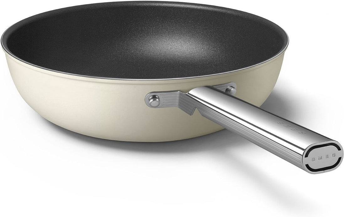 Smeg - 12" 50's Style Non-Stick Wok Cream - CKFW3001CRM