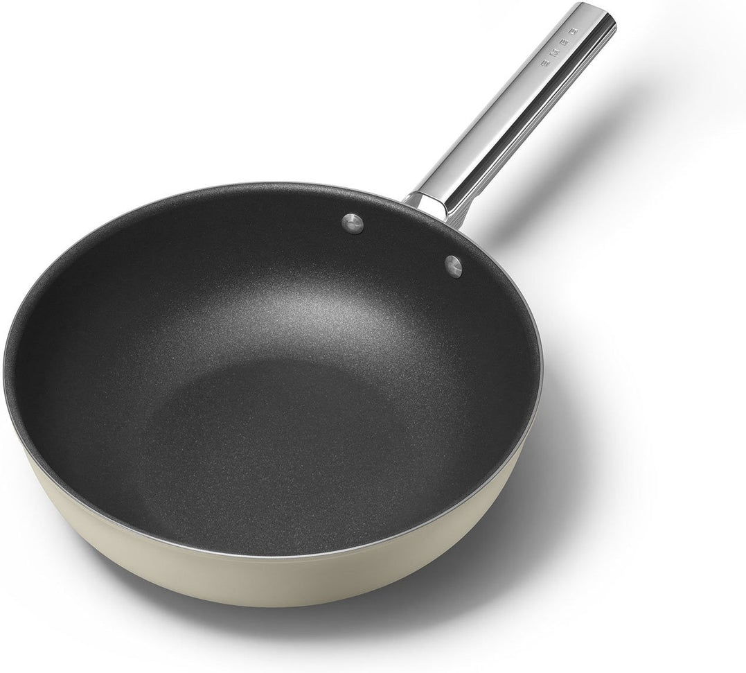 Smeg - 12" 50's Style Non-Stick Wok Cream - CKFW3001CRM