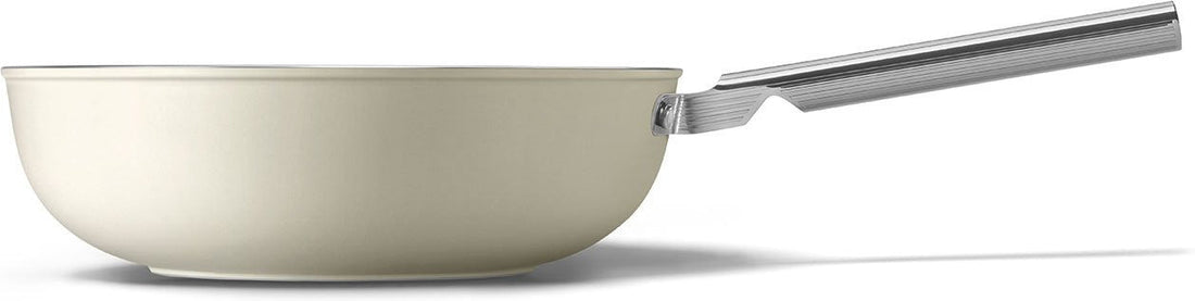 Smeg - 12" 50's Style Non-Stick Wok Cream - CKFW3001CRM