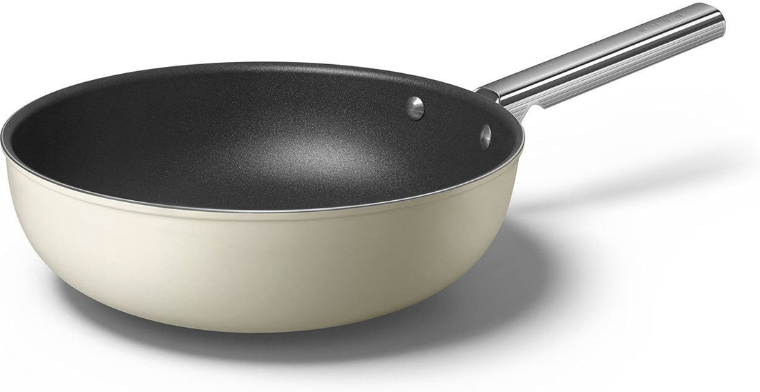 Smeg - 12" 50's Style Non-Stick Wok Cream - CKFW3001CRM