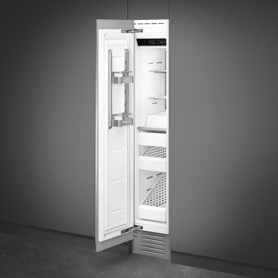 Smeg - 18” Stainless Steel Built-In Freezer Column, Left Hinge - FZU18LX