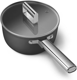 Smeg - 20" Black Non-Stick Sauce Pan With Lid - CKFS2011BLM