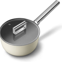 Smeg - 20" Cream Non-Stick Sauce Pan With Lid - CKFS2011CRM