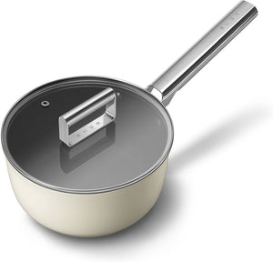 Smeg - 20" Cream Non-Stick Sauce Pan With Lid - CKFS2011CRM