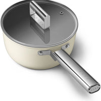 Smeg - 20" Cream Non-Stick Sauce Pan With Lid - CKFS2011CRM