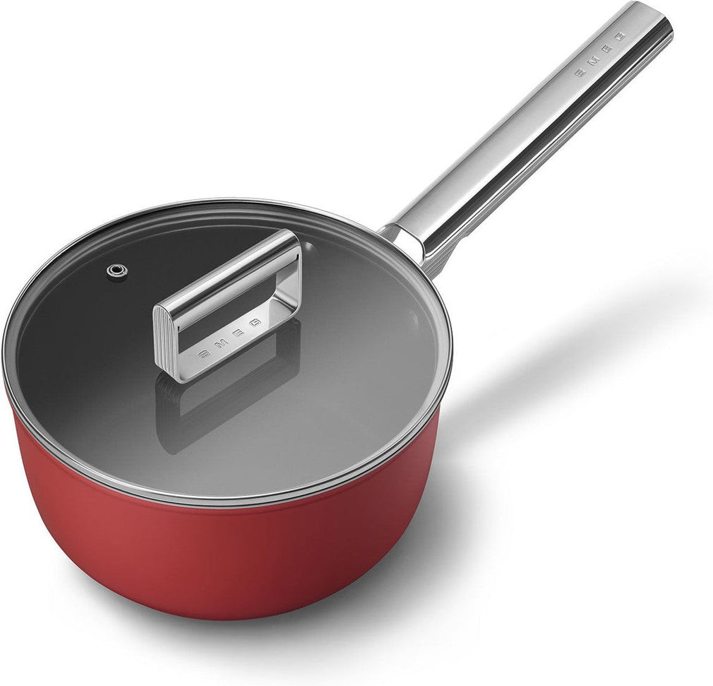 Smeg - 20" Red Non-Stick Sauce Pan With Lid - CKFS2011RDM