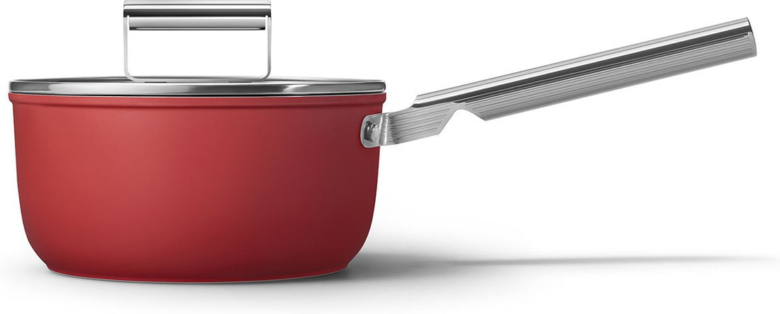Smeg - 20" Red Non-Stick Sauce Pan With Lid - CKFS2011RDM