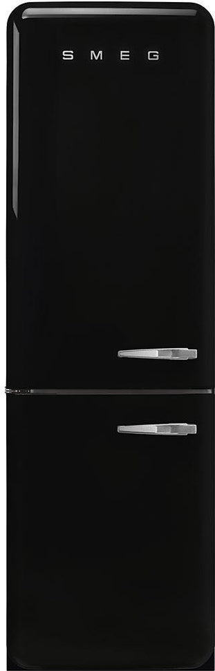 Smeg - 24" 50's Retro Style No Frost Refrigerator Left Hinge Black - FAB32ULBL3