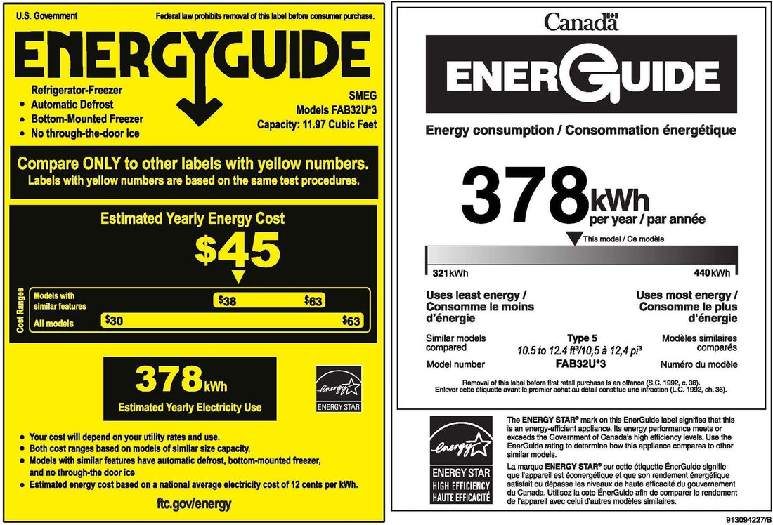 Smeg - 24" 50's Retro Style No Frost RefrigeratorLeft Hinge White - FAB32ULWH3 (Special Order Item)