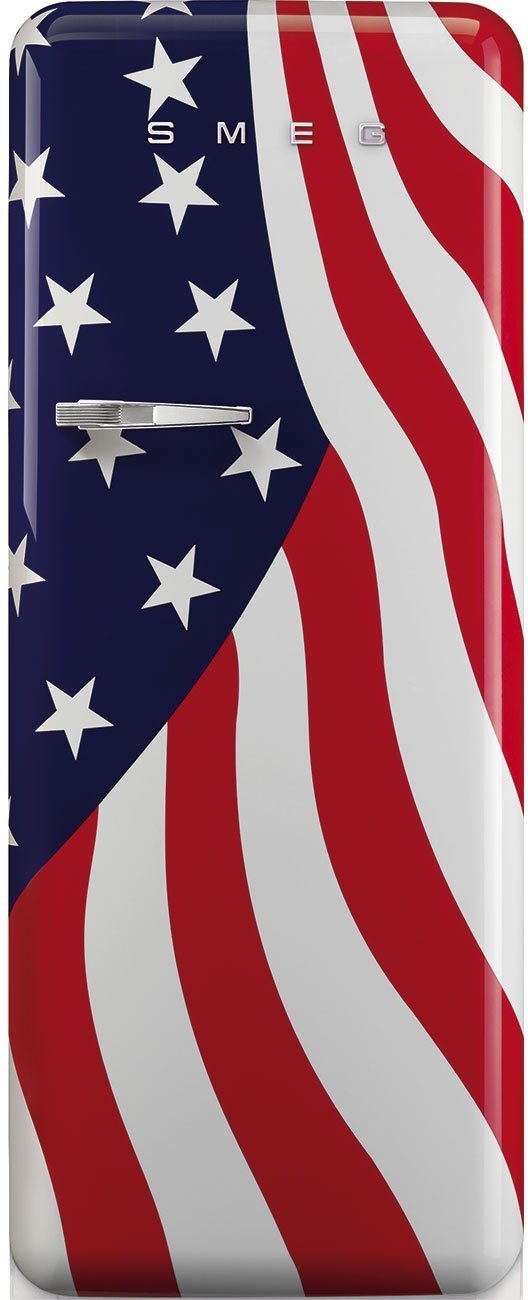 Smeg - 24" 50's Retro Style RefrigeratorRight Hinge American Flag - FAB28URDUS3