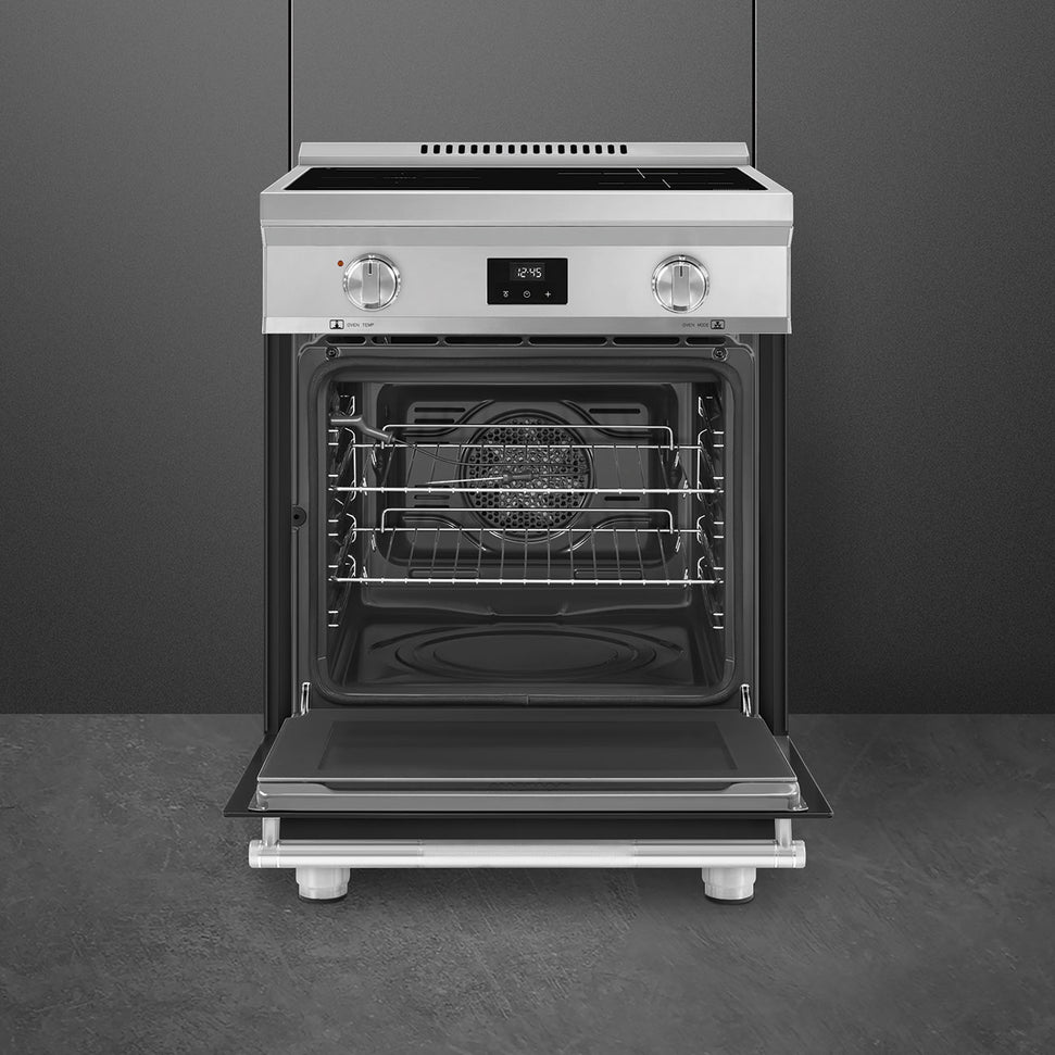 Smeg - 24" Freestanding Matte Black Stainless Steel Induction Range - SPR24UIMANX