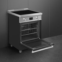 Smeg - 24" Freestanding Matte Black Stainless Steel Induction Range - SPR24UIMANX