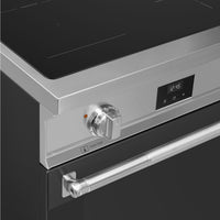 Smeg - 24" Freestanding Matte Black Stainless Steel Induction Range - SPR24UIMANX