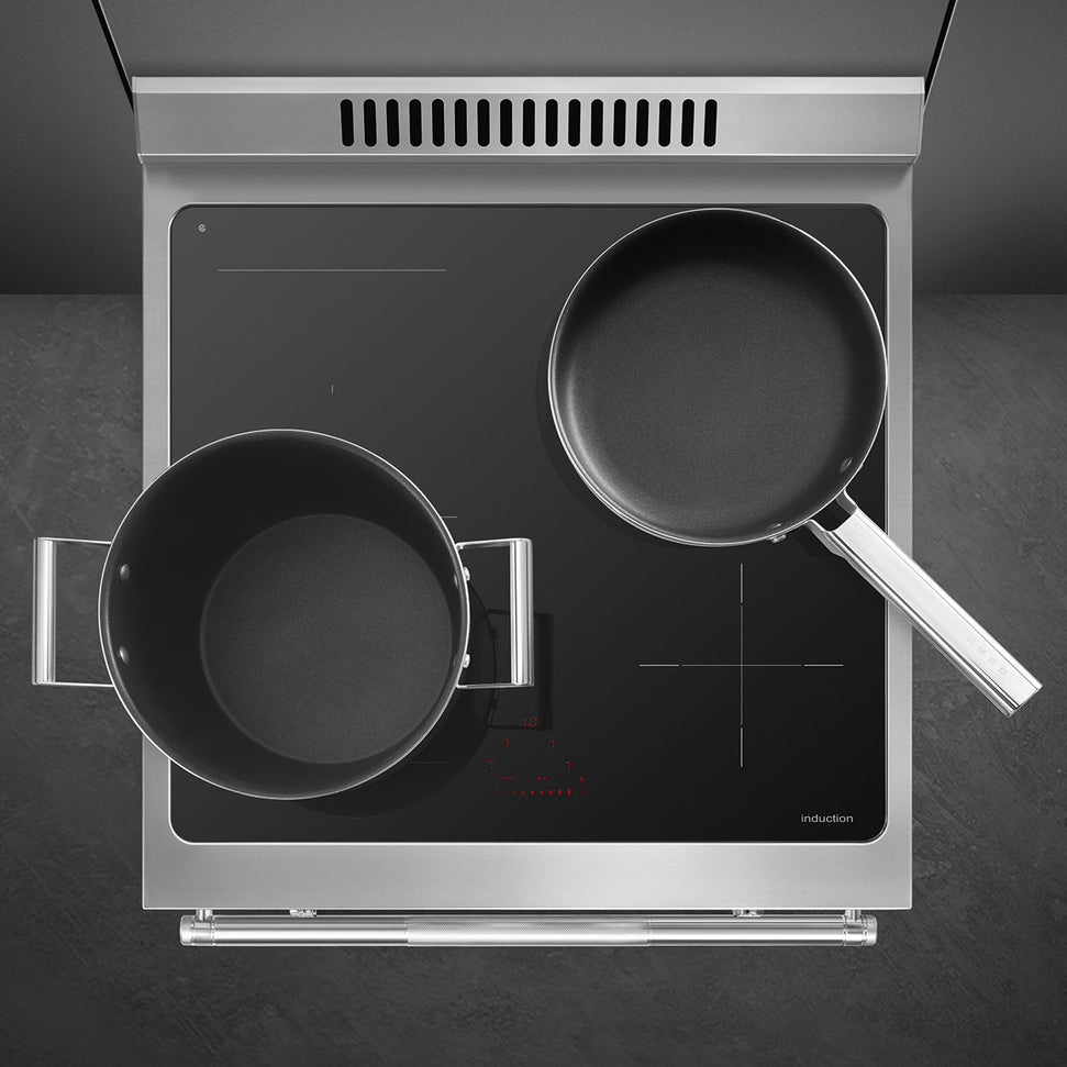 Smeg - 24" Freestanding Matte Black Stainless Steel Induction Range - SPR24UIMANX