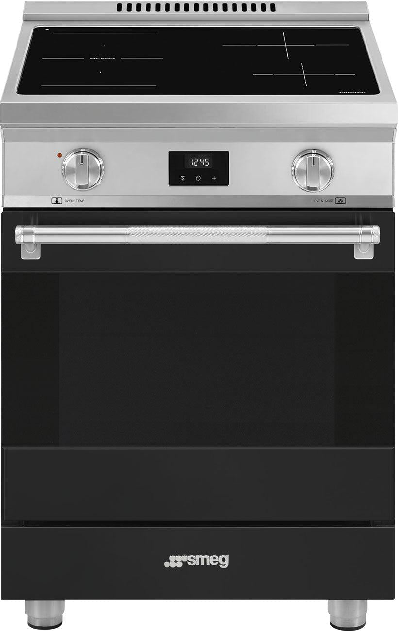 Smeg - 24" Freestanding Matte Black Stainless Steel Induction Range - SPR24UIMANX