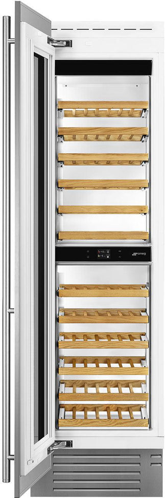 Smeg - 24” Stainless Steel Built-In Wine Cellar, Left Hinge - WCOU24LX