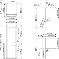Smeg - 27" 50's Retro Style Bottom Mount Freezer Left Hinge Black - FAB38ULBL (Special Order Item)
